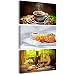 Produktbild decomonkey Bilder Küche Kaffee 30x60 cm 3 Teilig Leinwandbilder Bild auf Leinwand Vlies Wandbild Kunstdruck Wanddeko Wand Wohnzimmer Wanddekoration Deko Coffee Wein