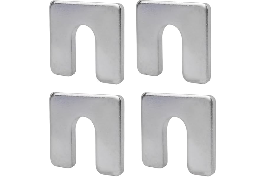 TERF® 50mm X 50mm X 1mm with 14mm Slots Galvanised Steel Packers Horseshoe U Shims Metal Spacers Fender Alignment U Shim Flat Plate Square Washer 1mm Thickness - Pack of 4