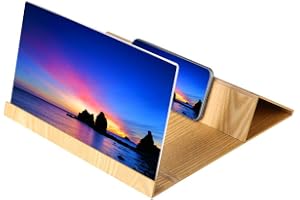 MYFT Screen Magnifier - 12'' High Definition Mobile Phone Screen Amplifier, with Wood Grain Stand, Anti-radiation (Color :