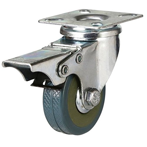 Coldene 4 x Drehstuhlrollen, grau, 50 mm (2 x Standard, 2 x mit Bremse), Tragkraft 40 kg pro Rad - 2