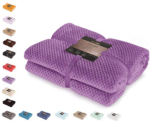 DecoKing Henry Manta de Microfibra 70x150 Extra Suave y Blanda Muy Cómoda Caliente y Ligera Violeta
