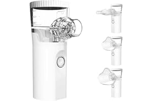 TEKXDD Nebulizador Portatil, Nebulizador USB-C Recargable para Adultos y Niños, Funcion Autolimpieza Ultrasónico Silencioso Nebulizador con 2 Máscaras y Boquilla, inhalador Con Mango