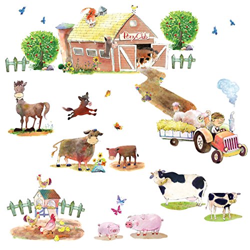Decowall DW-1407 Pony Club & Bauernhof Tiere Wandsticker Wandaufkleber Wandtattoo Kinderzimmer - 5