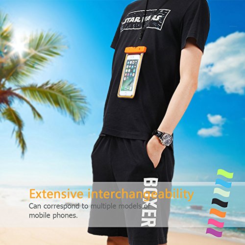 3x Custodia Impermeabile, CaseLover Borsa Sacchetto Impermeabile Cellulare Dry Bag Universale Fino a 6 Pollici Smartphone per Samsung Galaxy S8/ J7/ J5/ J3/ A7/ A5/ A3, Huawei P10/ P10 Lite/ P9 Lite/ P8 Lite, iPhone 7, 7 Plus, 6s / 6, 6s Plus / 6 Plus, SE 5S 5C, ASUS, LG, HTC, Sony Xperia, Waterphoof Cover Case - Nero + Arancia + Blu