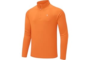 donhobo Herren Sportshirt Langarm UV Schutz Shirts 1/4 Zip Atmungsaktiv Schnelltrocknende Rash Guard T-Shirts Outdoor Angeln Laufen Wandern Funktionsshirt