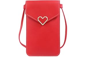 Narunii Sac à bandoulière Femme,Mini Pochette pour téléphone Portable avec en Cuir PU Transparent pour écran Tactile Verrouillage D'amour