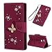 Produktbild XA2 Ultra Handyhülle Sony Xperia XA2 Ultra Hülle Glitzer Schmetterling Strass Leder Tasche Muster Flipcase Cover Silikon Schutzhülle Handytasche Skin Ständer Klapphülle Schale Bumper Magnet-Rose