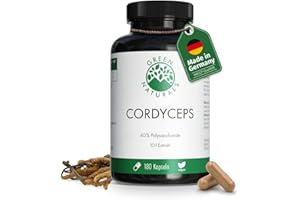 Cordyceps Sinensis - 400mg por dosis diaria - IMPORTANTE: Extracto 10:1 (=14000mg Cordyceps por dosis) +40% polisacáridos bioactivos - Green Naturals®