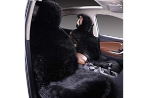 Big Ant Coprisedili universali in pelliccia di agnello per auto, in pelliccia sintetica di agnello, per auto, in inverno, in pelliccia di agnello, colore nero (1 pezzo)