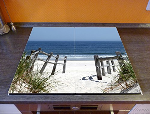Wallario Herdabdeckplatte / Spritzschutz aus Glas, 2-teilig, 60x52cm, für Ceran- und Induktionsherde, Blick auf Strand - 2