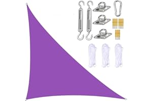 BXFUL Garden Sail Canopy, Triangle Sun Sail Shade with Fixing Kit, 3 Ropes, Waterproof, UV Block, Right Angle Garden Shade Sails Sunshade Awnings for Outdoor Patios (Purple,3m x 4m x 5m)