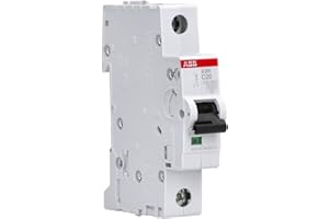 Interruptor automático S201-C20, 1P, curva tipo C, 20 A, capacidad de corte máxima de 6 kA a 230/400 VAC (Referencia: ABB 2CDS251001R0204), blanco y rojo
