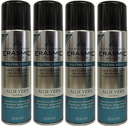 x4 Erasmic Traditional Skincare Shave Foam Aloe Vera Soothing 250ml