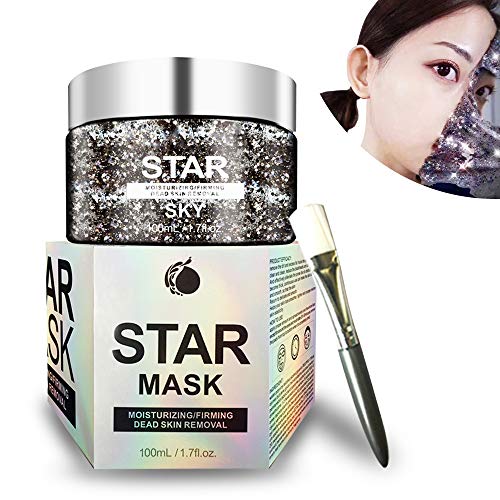 Estrellas Máscara, Máscara Limpiador,Máscara Facial Hidratante, Máscara profundidad reconstituant Hydratant Pores máscara de cuidado de la piel Peel Off Máscara Facial + Cepillo enmascarador (100g)