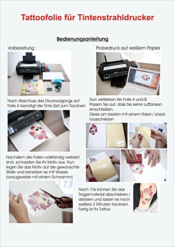 Preisvergleich Produktbild Tattoo-Transferfolien BodyStyle für Inkjet Tintenstrahldrucker Spezialfolien Tattoofolien