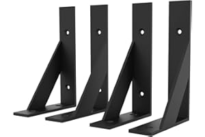 SPOROOT Regalhalter, Schwarz Metall Regalhalterung 100 x 150mm, Regal Unterstützung Winkel Klammern für Regale, Wandregal Schwerlast Regalhalterungen 4er Set