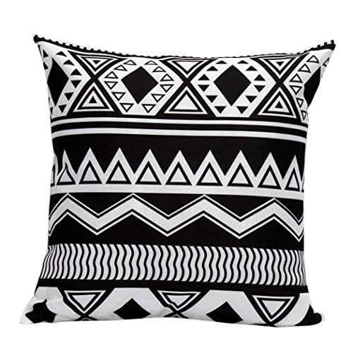 Vovotrade Ändern Muster aus schwarzen und weißen Kissen Paket 45cm*45cm weiße Leinen-Mix (B) - 2