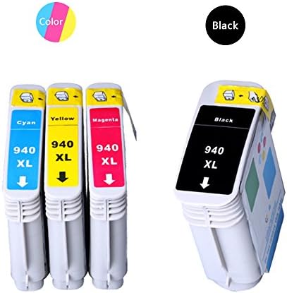 HWDID 940XL Ink Cartridges 4 Pack Replacement for HP 940 XL Cartridge for Officejet Pro 8000 8500 A909A 8500A A910A C4906AE C4907AE C4909A C4908A Printer (1 Black 1Cyan 1Yellow 1 Magenta)
