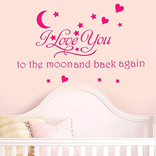 I Love You to The Moon and Back Again Decorative Wall Sticker Decal Kids Babies Nursery Room Bedroom Removable Metrolager Pink