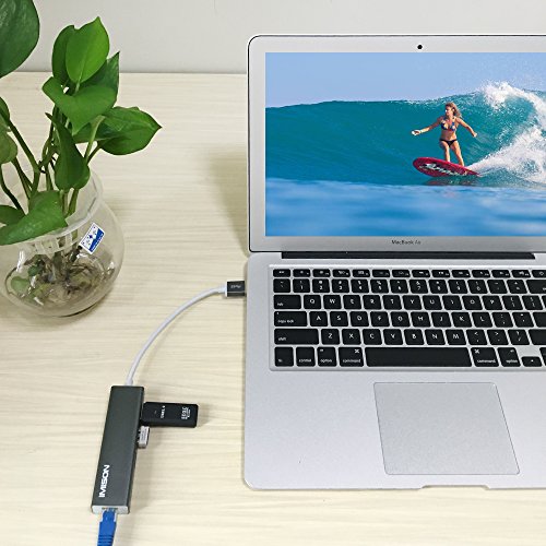 USB 3.0 Hub Netzwerk-Hubs IMISON USB Port Lan Ethernet External Network Adapter Converter Aluminium Unibody for MacBook Pro Air iMAC, Mac Mini, Chromebook Pixel, Surface Pro (grau) - 5