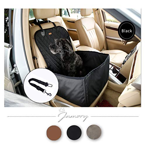 Preisvergleich Produktbild Jamory Hundedecke Seitenschutz Sitzbezüge Hund Autositz Auto Autoschutzdecke wasserdicht vordersitze Sicherheitsgurt (M, Schwarz mit Sicherheitsgurt)