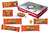 Reeses -Xmas Sweet Box - Panier Cadeau | 8 bonbons américains différents | Tasses de beurre d'arachide au lait entier et au chocolat blanc | USA Reese Sticks, morceaux, grande tasse etc.