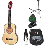 ts Music Fidelity - Guitarra clásica para niños completa con accesorios, con calidad estándar, color rojo-marrón brillante, tamaño 1/2