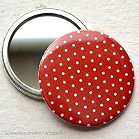 Taschenspiegel Handspiegel Polkadots rot