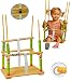 Produktbild Gitterschaukel mit Gurt / Schaukel aus Holz incl. Name - Babyschaukel Kinderschaukel - Sicherheitsgurt Holzschaukel Baby Kinder - Kleinkindschaukel verstellbar - Holzgitterschaukel für Innen und Außen