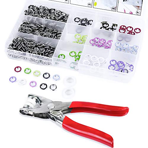 SUNTATOP 100pcs Bottoni Automatici,9.5 mm Bottone a Pressione +Pinza a Mano Kit di per Abiti Personalizzati o Progetti Fai da te