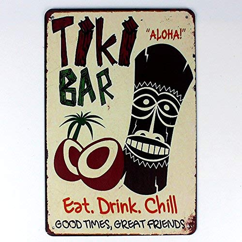 Mega-deal Tiki Bar Eat Drink Chill Lata Metal Sign para Pared 12 "X 8"