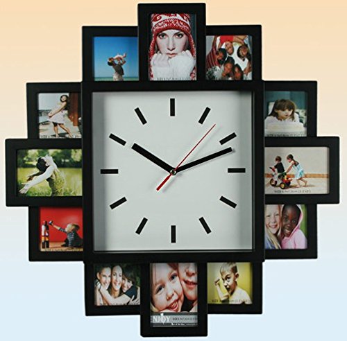 Design Wanduhr mit Bilderrahmen - Fotouhr 12 Bilder