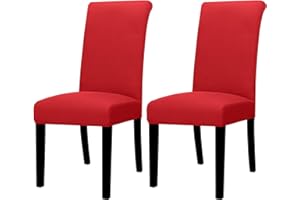 Lellen Dining Chair Covers Set of 2, Stretch Chair Covers Dining Chair Slipcovers Removable Washable Reusable Home & Kitchen Decor Protector Dining Room Chair Covers,Red