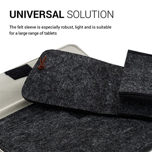 kwmobile Tablettasche Filz Sleeve für 7″ Tablet – Tablet Schutzhülle Tasche Case Hülle in Dunkelgrau mit Innentaschen Innenmaße: ca. 20,9 x 14,0 cm - 2