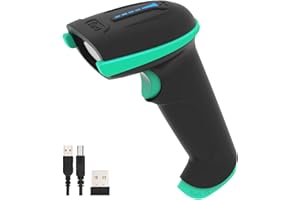 Tera Lettore di codici a barre portatile Laser 1D wireless e USB cablato, indicatore del livello della batteria, batteria extra large 2000mAh, design ergonomico, modello di aggiornamento 5100