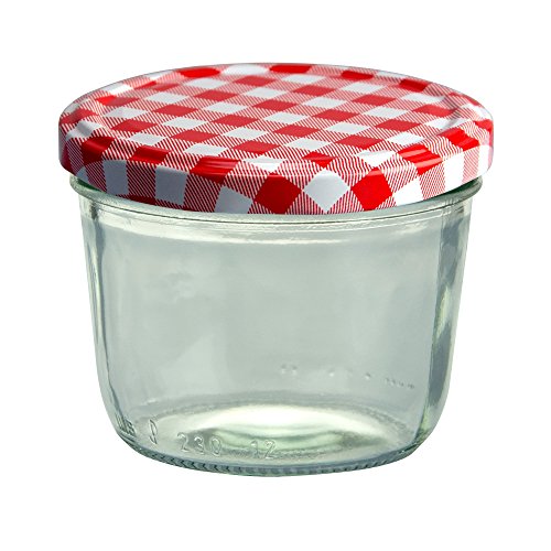 100er Set Sturzglas 230 ml Marmeladenglas Einmachglas Einweckglas To 82 rot karierter Deckel incl. Diamant-Zucker Gelierzauber Rezeptheft - 3