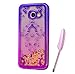 Produktbild Samsung Galaxy A3 2016 Case, Purple Pink Plating Design, Edaroo 3d Cool Flowing Liquid Bling Sparkle Golden Gitter Style Beautiful Totem Henna Floral Pattern Slim Thin Fits Soft Rubber TPU Bumper Protective Case Cover for Samsung Galaxy A3 (2016)
