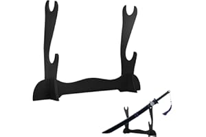 Tokaneit Support Épée Bois Katana Noir, Présentoir D'épée Samouraï Deux Couches, Porte-Épée Présentoir, pour la Décoration de la Maison, pour Couteau Katana, Wakizashi Tanto, Sabre Laser