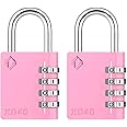 [ZARKER XD40] Heavy Duty Outdoor 4-Digit Combination Padlock for Locker, Gym, gate, shed, Tool Box, Door, Cabinet and Garage with Code - Pink 2packs