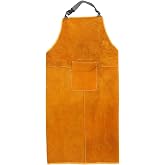 HOMSFOU Leather Welding Apron Thick Protective Clothing With Pockets Abrasion And Fire Resistant Adjustable For Workshop And