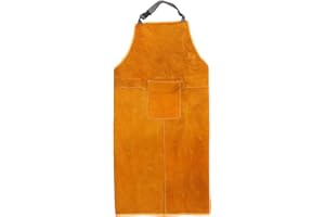 HOMSFOU Delantal De Soldador De Cuero Grueso Con Bolsillos Ropa Protectora Soldadura Eléctrica Resistente Abrasiones Y Talla Única Para Talleres Y Trabajos Soldadura Color Naranja