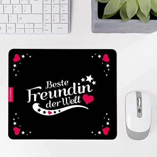 Wandkings Mousepad / Mauspad mit Schriftzug „Beste Freundin der Welt“ – Design wählbar – ideales Geschenk für die Freundin – MOTIV 3 - 3
