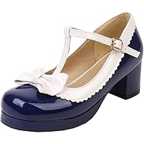 MISSUIT Damen Mary Jane Pumps - Plateau High Heels Mit Blockabsatz