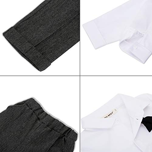 Zoerea 4tlg Baby Jungen Bekleidungssets Hemd + Hose + Weste + Hut Fliege Krawatte Kinder Anzug Gentleman Festliche Hochzeit Langarm Body für Frühling Herbst - 3