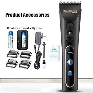 Woolala Salon Professional Hair Clipper Cordless Rechargeable for Adults and Toddlers Rapid Charging with 4 Guides Comb - Image 7