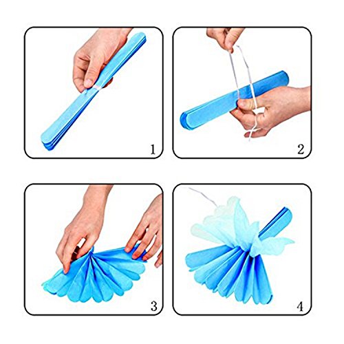 ZeWoo Set von 16 Stück Seidenpapier PomPons für Hochzeit Party Papierblumen Deko, 8″, 10″ - 5