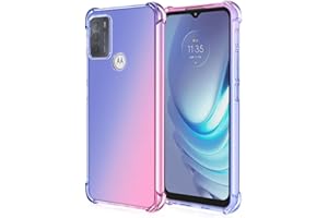 EASSGU Funda para Motorola Moto G50 4G (6.5" Inches), Carcasa Protectora de Color Degradado Transparente, Case para Teléfono Anticaída y Antiarañazos - Azul Rosado
