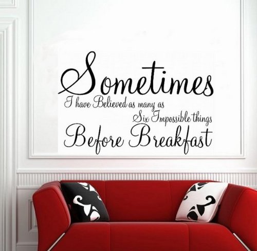 Wandtattoo „Sometimes“, Zitat aus Alice im Wunderland, Wanddekor, selbstklebend, fürs Schlafzimmer, schwarz, -LARGE -SIZE 90cm x 60cm