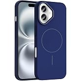 Spia Apple iPhone 16 Plus ile Uyumlu Kılıf Lacivert Yuby Kablosuz Şarj &Ouml;zellikli Sert Kapak (Apple iPhone 16 Plus ile Uyumlu,