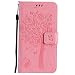 Produktbild Galaxy J7 2016 Hülle, Thrion Lederhülle Handyhülle mit [Frei Schutzfolie], Premium PU Tasche Leder Flip Case Cover Schutzhülle für Samsung Galaxy J7 2016 - Rosa